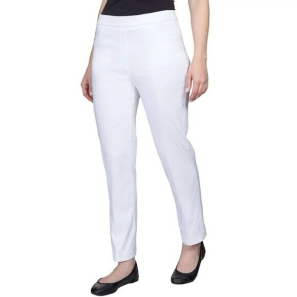 Alfred Dunner Petite Classic Allure White Dress Pants With Elastic Waist NWOT - Picture 1 of 5